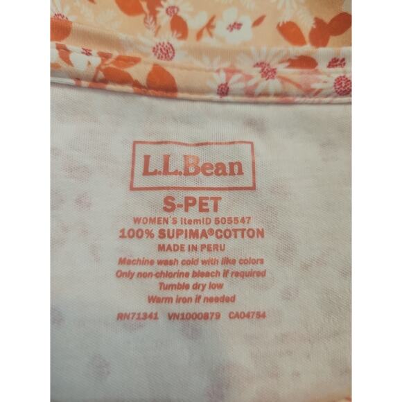 L.L.Bean Jewelneck Tee Womens S Petite Sunrise Peach 100% Supima Cotton - Picture 5 of 5